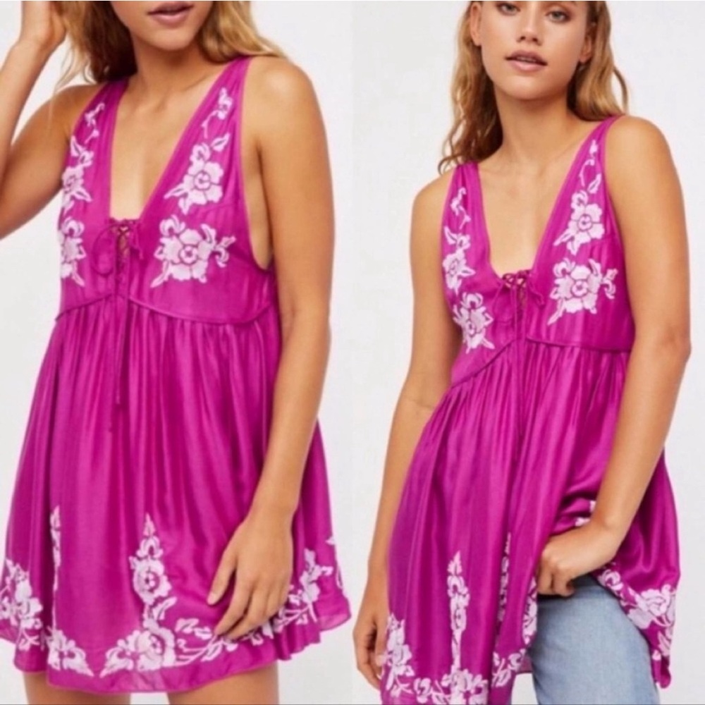 Free People Intimately Free Aida Embroidered Slip Dress